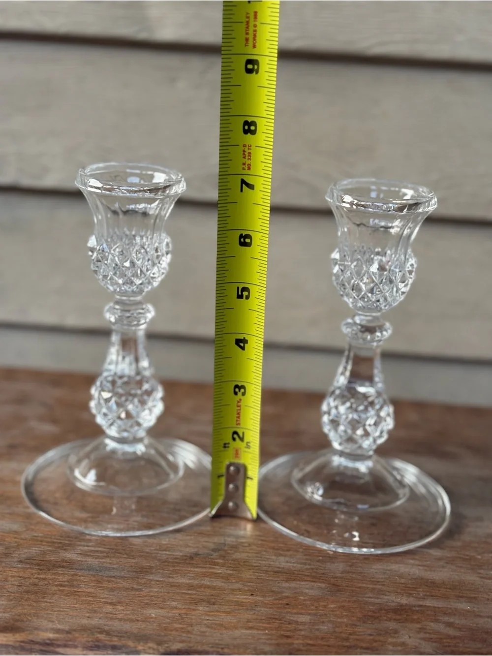 Pair of Cristal d'Arques Longchamp crystal candlesticks